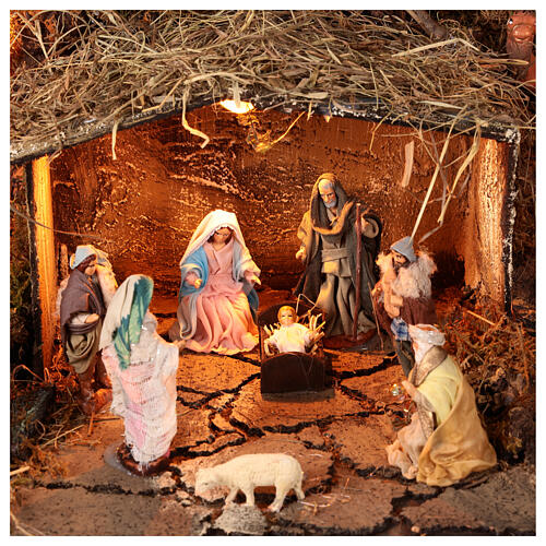 Animated lighted village with mill 80x35x55 cm Neapolitan Nativity Scene 8 cm 2