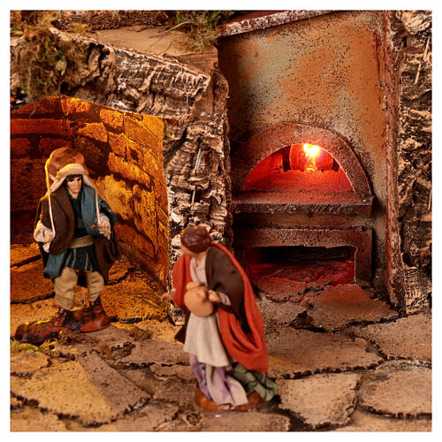 Illuminated village with real fountain for 8 cm Neapolitan Nativity Scene, 50x80x50 cm 4