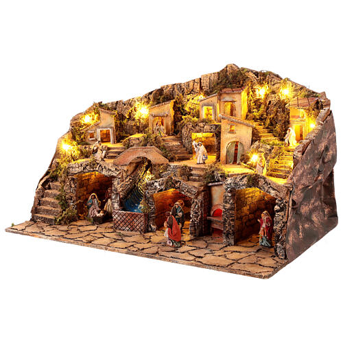 Illuminated village with real fountain for 8 cm Neapolitan Nativity Scene, 50x80x50 cm 5