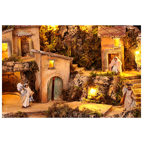 Illuminated village with real fountain for 8 cm Neapolitan Nativity Scene, 50x80x50 cm 6