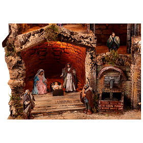 Lighted Neapolitan nativity scene setting 30x50x60 cm fountain 8 cm