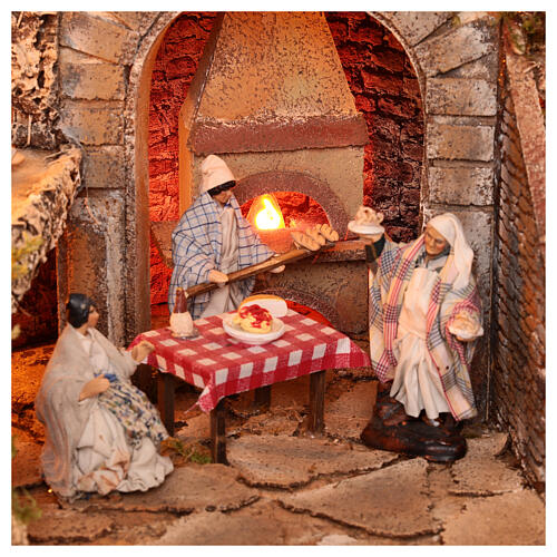 Illuminated village with animated mill and waterfall for 10 cm Neapolitan Nativity Scene, 70x45x60 cm 6
