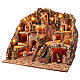 Pueblo iluminado 70x45x60 cm molino en movimiento cascada belén napolitano 10 cm s5