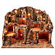 Pueblo iluminado 70x45x60 cm molino en movimiento cascada belén napolitano 10 cm s9