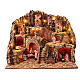 Lighted Neapolitan nativity village 70x45x60 cm waterfall animated mill 10 cm s1