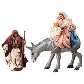 Flight into Egypt for 10 cm Neapolitan Nativity Scene, terracotta