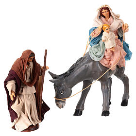 Flight into Egypt for 10 cm Neapolitan Nativity Scene, terracotta