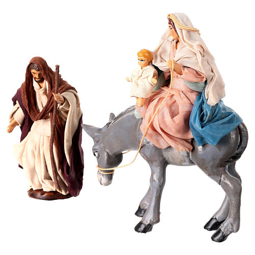 Flight into Egypt for 10 cm Neapolitan Nativity Scene, terracotta 3