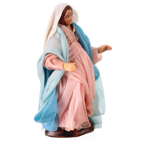 Madonna brzemienna - figurka 10 cm, szopka neapolitańska, terakota i tkanina 3