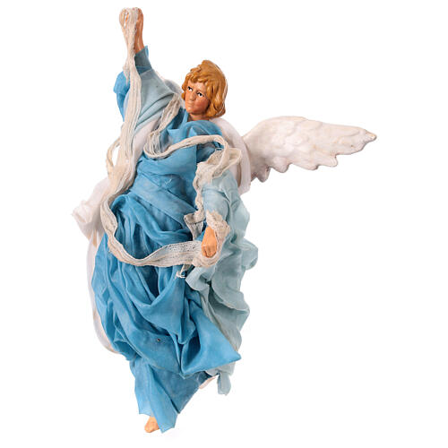 Angelo in terracotta 18 cm h azzurro presepe Napoli 3