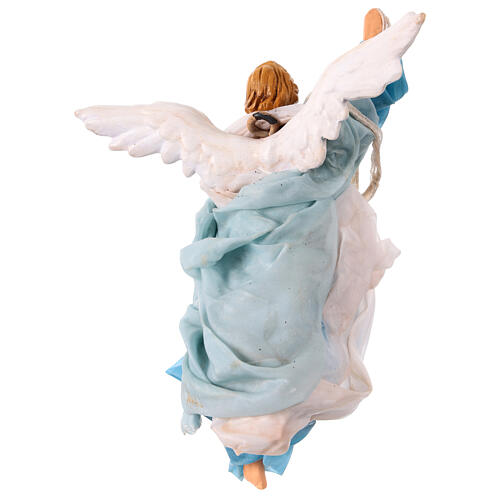 Angelo in terracotta 18 cm h azzurro presepe Napoli 4