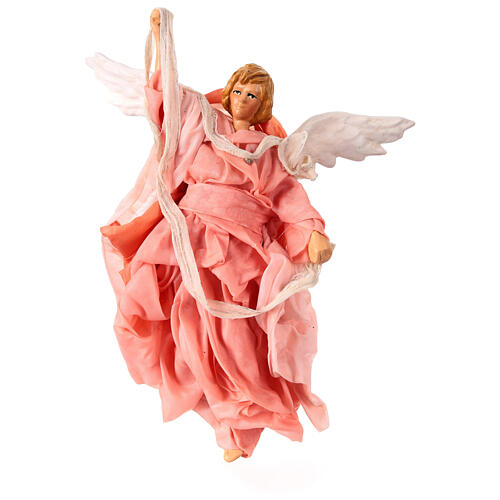 Pink angel, fabric and terracotta figurine for 18 cm Neapolitan Nativity Scene 1