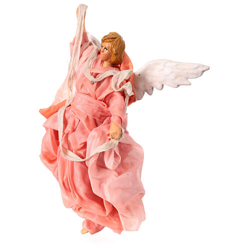 Pink angel, fabric and terracotta figurine for 18 cm Neapolitan Nativity Scene 2