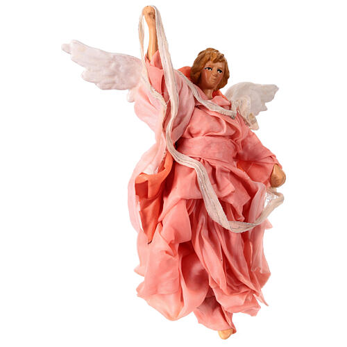 Pink angel, fabric and terracotta figurine for 18 cm Neapolitan Nativity Scene 3