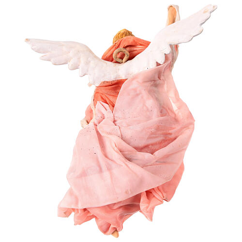 Pink angel, fabric and terracotta figurine for 18 cm Neapolitan Nativity Scene 4