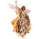 Angel with beige dress, fabric and terracotta figurine for 18 cm Neapolitan Nativity Scene s3