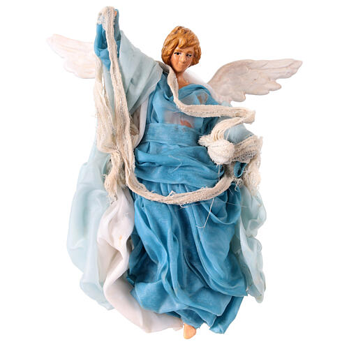 Fabric and terracotta figurine, light blue angel for 15 cm Neapolitan Nativity Scene 1