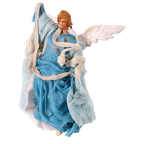 Fabric and terracotta figurine, light blue angel for 15 cm Neapolitan Nativity Scene 2