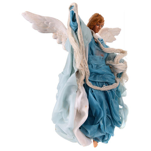 Fabric and terracotta figurine, light blue angel for 15 cm Neapolitan Nativity Scene 3