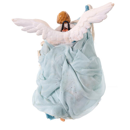 Angelo di colore azzurro in terracotta h 15 cm presepe Napoli 4