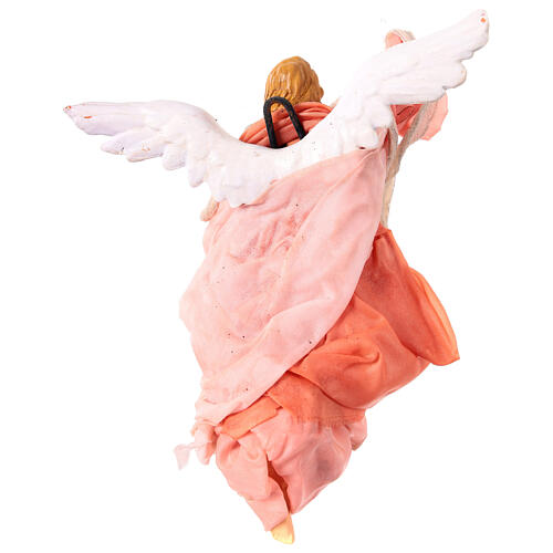 Angelo in terracotta e stoffa h 15 cm rosa presepe Napoli 4