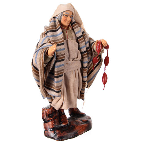 Butcher figurine, fabric and terracotta, for 10 cm Neapolitan Nativity Scene 3