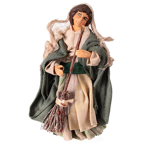 Mujer con escoba 10 cm terracota belén napolitano 1