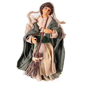 Donna con scopa 10 cm terracotta presepe napoletano