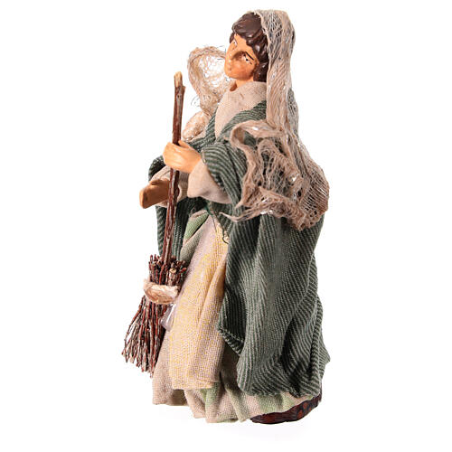 Kobieta z miotłą - figurka 10 cm, terakota, szopka neapolitańska 2