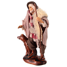 Pastore con cane presepe napoletano h 10 cm terracotta stoffa