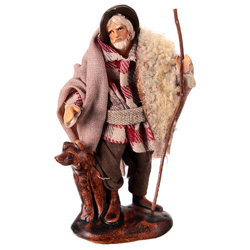 Pastore con cane presepe napoletano h 10 cm terracotta stoffa 1