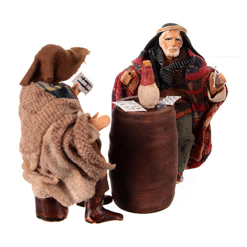 Card players for Neapolitan Nativity Scene, h 10 cm, terracotta and fabric 3