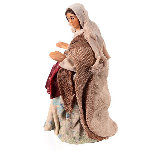 Pregnant woman for Neapolitan Nativity Scene, h 10 cm, terracotta and fabric 2
