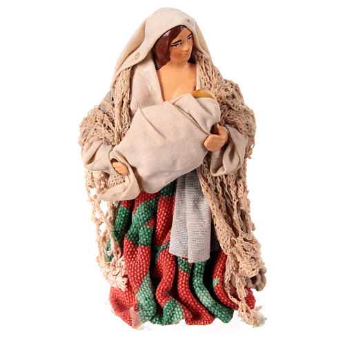 Breastfeeding woman for Neapolitan Nativity Scene, h 10 cm, terracotta and fabric 2