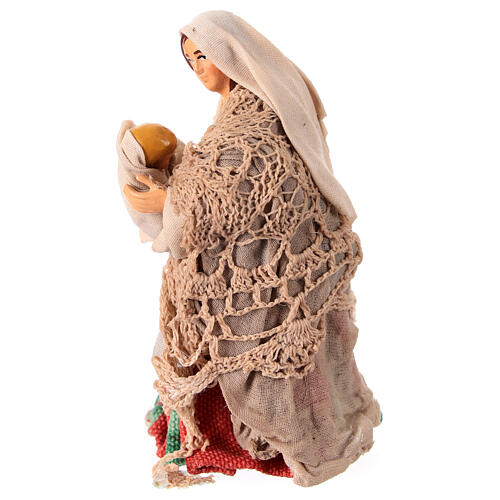 Breastfeeding woman for Neapolitan Nativity Scene, h 10 cm, terracotta and fabric 3