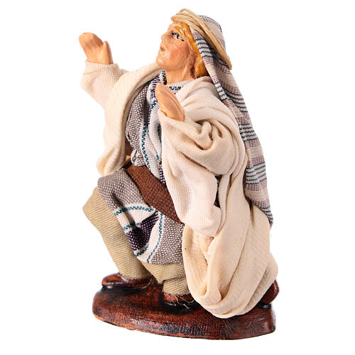 Kniender Hirte, Krippenfigur, Terrakotta, neapolitanische Krippe, für 10 cm Krippe 2