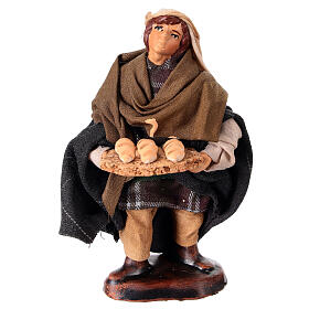 Bäcker mit Brot, Krippenfigur, Terrakotta, neapolitanische Krippe, für 10 cm Krippe