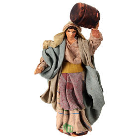 Donna con botte di vino 10 cm terracotta presepe napoletano