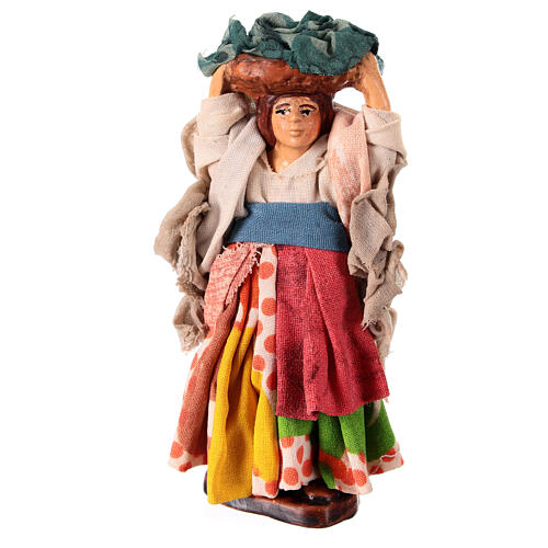 Femme avec panier de linge 10 cm terre cuite crèche napolitaine 1