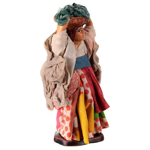 Femme avec panier de linge 10 cm terre cuite crèche napolitaine 3