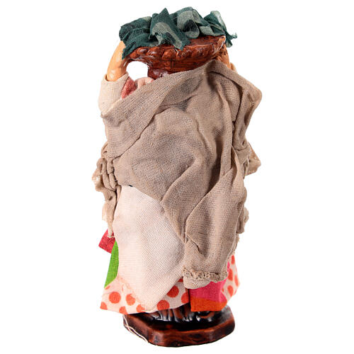 Donna con cesto di panni 10 cm terracotta presepe napoletano 4