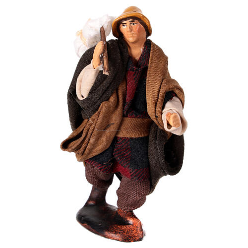 Wandering shepherd for 10 cm Neapolitan Nativity Scene, terracotta and fabric 1