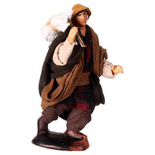 Wandering shepherd for 10 cm Neapolitan Nativity Scene, terracotta and fabric 3