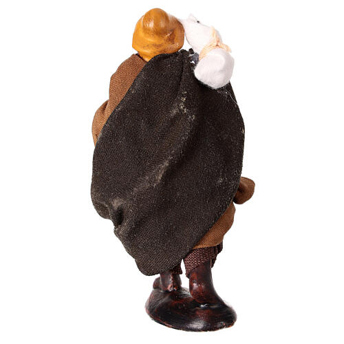 Wandering shepherd for 10 cm Neapolitan Nativity Scene, terracotta and fabric 4