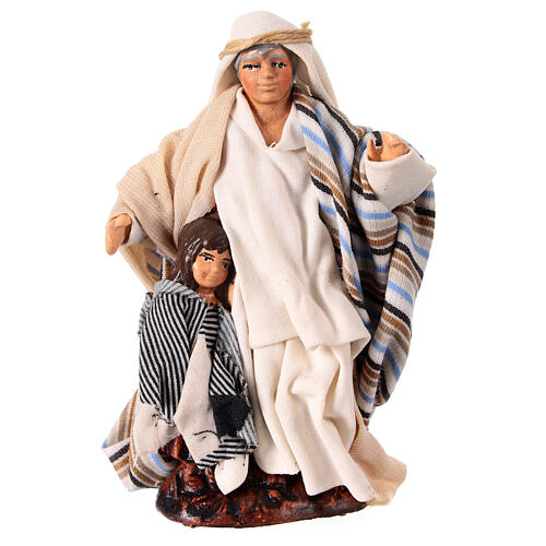 Pastore con fanciullo 10 cm terracotta presepe napoletano 1