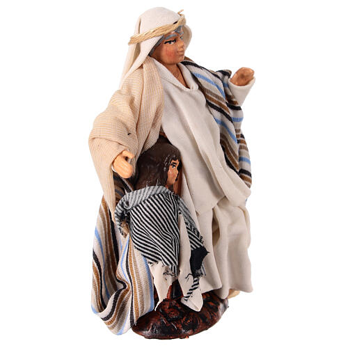 Pastore con fanciullo 10 cm terracotta presepe napoletano 3