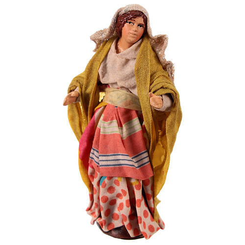 Woman at the balcony, terracotta and fabric, Neapolitan Nativity Scene with 12 cm characters 1