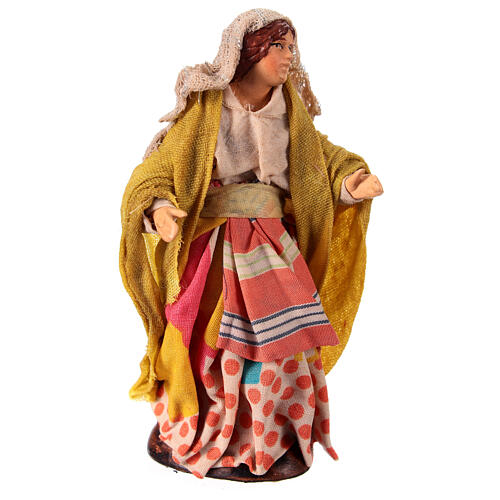 Woman at the balcony, terracotta and fabric, Neapolitan Nativity Scene with 12 cm characters 3