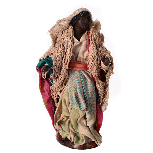 Moor woman, terracotta and fabric, Neapolitan Nativity Scene with 12 cm characters 1