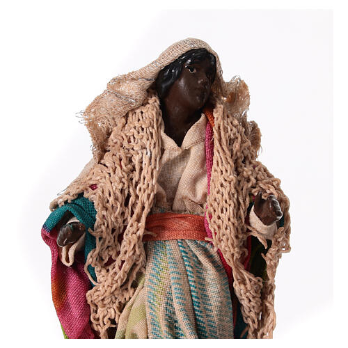 Moor woman, terracotta and fabric, Neapolitan Nativity Scene with 12 cm characters 2